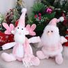 Sitting Knitted Elk Snowman Doll Realistic Christmas Pink Doll Decorations  Kids Birthday Christmas