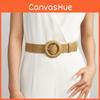 Designed Minimally Circular Buckle Decoration Women Casual Woven Waist Belt