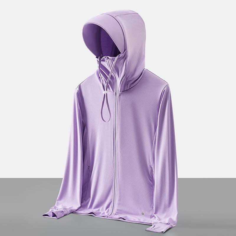 Мужская и женская спортивная ветровка с защитой от ультрафиолета и шапкой - ультратонкий ледяной шелк, эластичный, большой размер