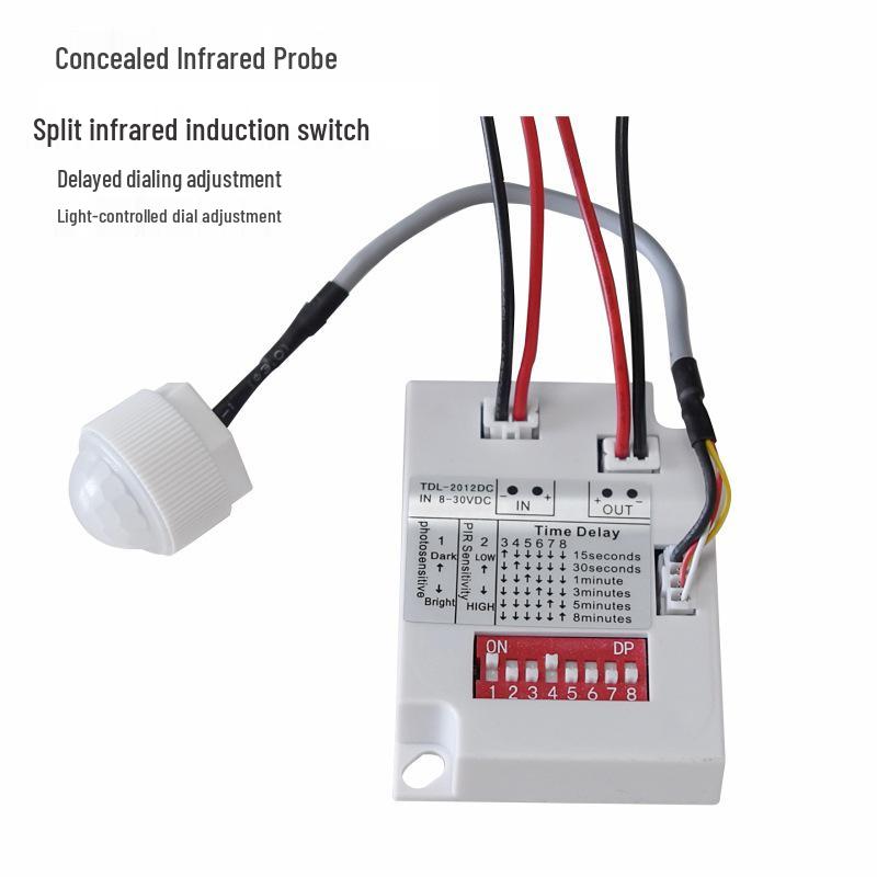 Ultra-Thin 12V/24V LED Light Control Switch with Adjustable Infrared Motion Sensor