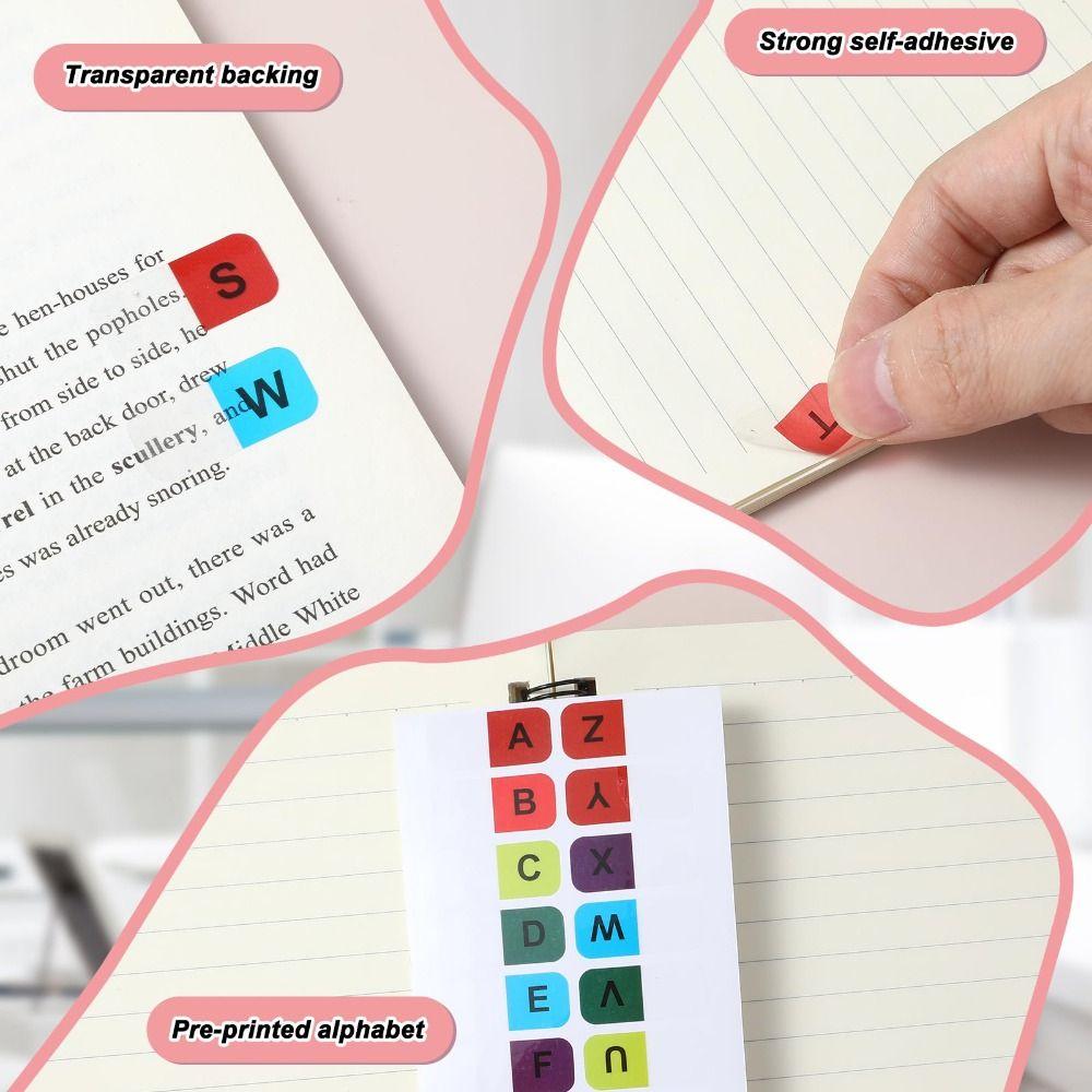 Colorful Alphabet Page Markers Small Strips Sticky Index Tabs Notebooks