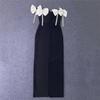 New Rhinestone Fringed Tube Top Dress Design Party Dinner Bandage Dress Bow Sexy Dress