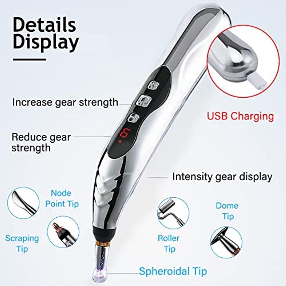 Электронная массажная ручка 5-в-1, ручка для акупунктуры, обезболивающая терапия, батарея/зарядка, мощная энергетическая ручка, инструменты для облегчения боли