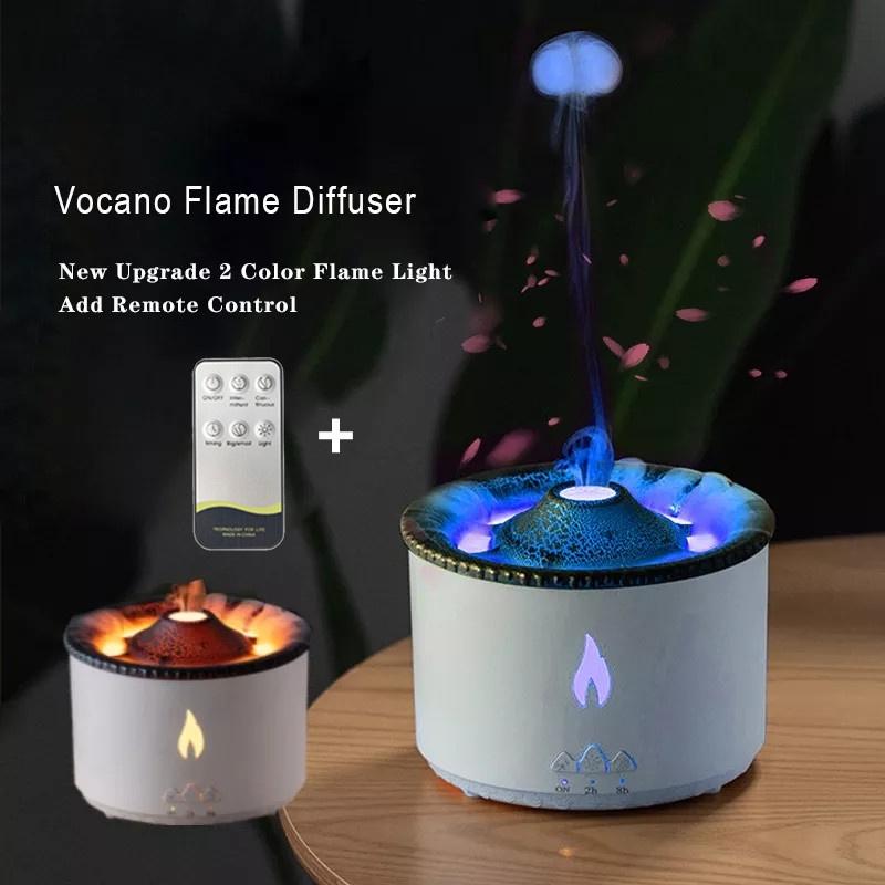 Volcano Fire Flame Aroma Diffuser Aroma Treatment Air Humidifier 2 Color Remote Control Jellyfish Mist Flame Volcano Humidifiers