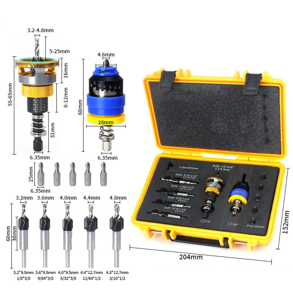 Adjustable Depth Bit Counterbore Drill Adjustable Depth Stop Rotating Depth Adjustment Ring For Woodworking Projects