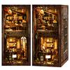 MARUHADO Book Nook Kit, Dollhouse Miniature with LED Light, 3D Puzzle, Wooden Bookshelf, DIY Handmade, Back Alley Cafe