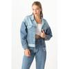 Women's Color Block Oversize Jean Jacket Blue