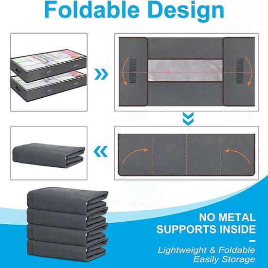 Foldable Underbed Storage Bag with Reinforced Handle Portable Large Capacity Clothes Quilt Bag Dustproof Organizer