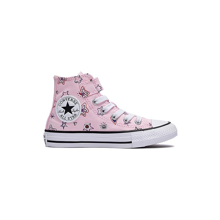 Converse Ctas 1V Hi Star Graffiti Print Comfortable High Top Canvas Shoes Kids Sneakers Pink A13179C