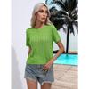 Women's Twist Short Sleeve Pullover Knit Sweater Spring and Summer Round Neck Solid Colour Knitwear