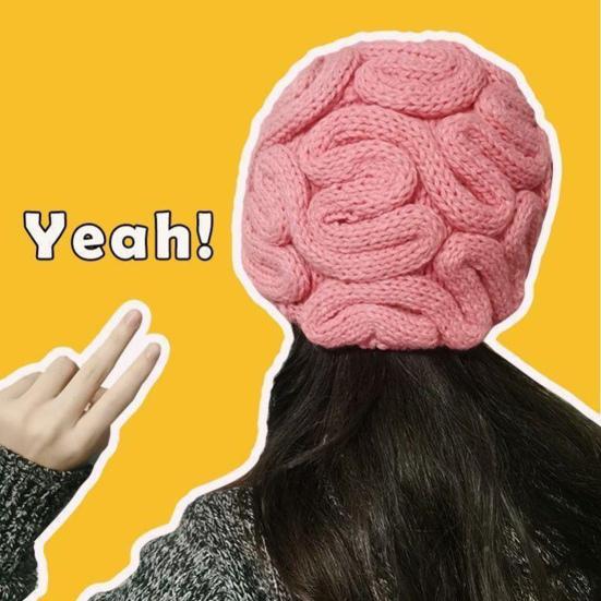 Yousheng Spoof Horror Brain Hat Halloween Beanie Knitted Stretch Thick Adult Child Skullies Keeps warm Outdoor Kids Bonnet Winter headwear
