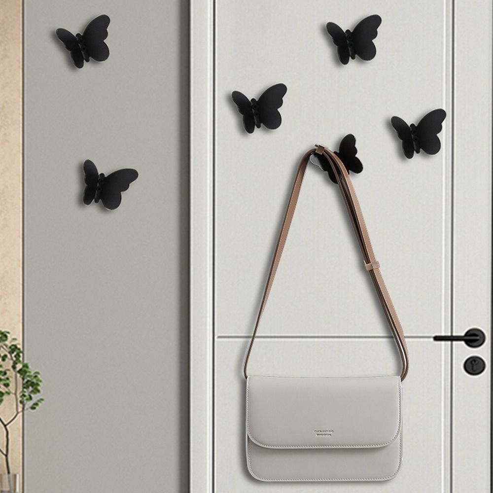 Stainless Steel Butterfly Shaped Wall Hanger Gold/Silver/Black Three-dimensional Towel Hangers Anti-rust Waterproof