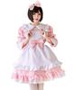 [Milky Time] Maid Outfit, Choice of Colors, Short or Long Sleeves, 2-Way Design, Maid Cosplay, Halloween (Pink, XL)