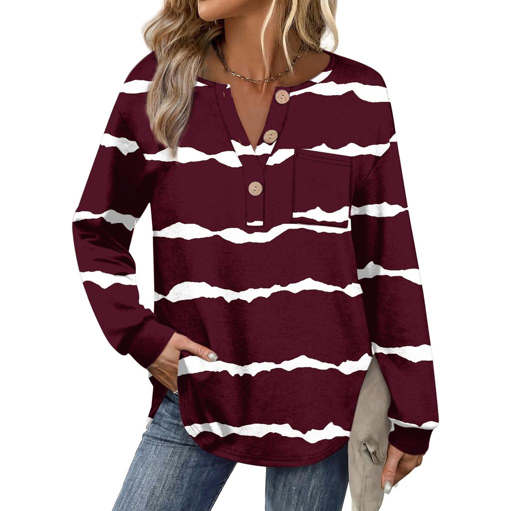 Women's Retro Printed Fashionable Long-sleeved Top