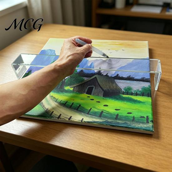 Drawing Frame Accessory Artist Leaning Bridge, Adjustable Height 1.77-2.36-Inch Hand And Wrist Rest, Transparent Up to 12 Inches Tool for Precise Line