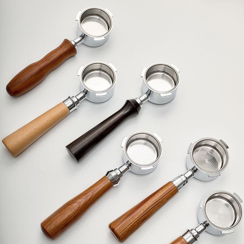 51mm Bottomless Portafilter – Solid Wood Handle, 304 Stainless Steel Funnel for Espresso Machines