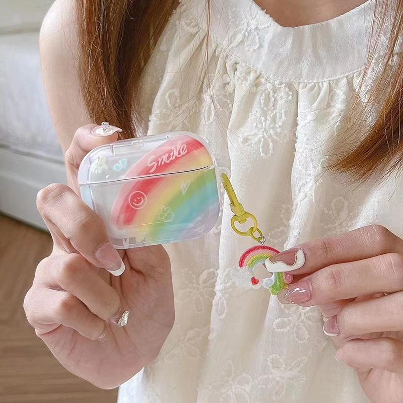 Cartoon oil painting rainbow cute for AirPods 1 /1 generation Pro1 Apple earphone case 1st generation photo frame three-dimensional