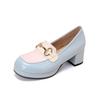 Fashion Luxury Designer Leather Women Pumps Chunky Platform Mules Shoes for Women Cute Lolita Style Tide Golden Buckle Mary Jane Shoes