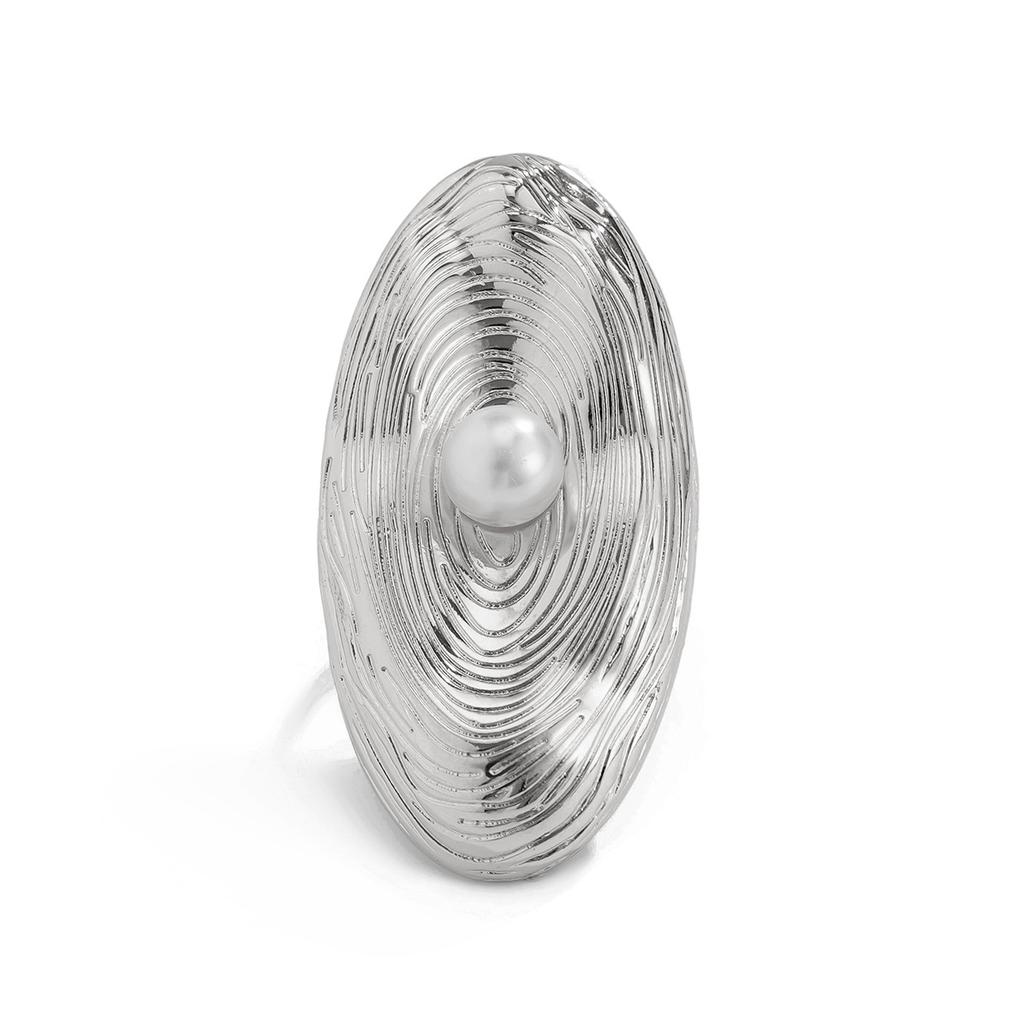 Jewelry, Irregular Hollow Wound Imitation Pearl Ring, Wind Niche Alloy Open Ring