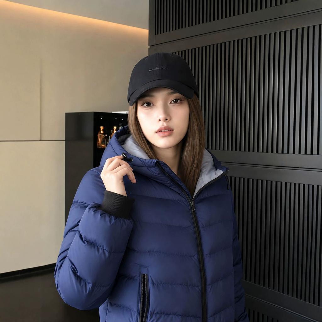 Winter new outdoor hooded ribs cotton coat women's high-end sense slim and thin cold-proof warm cotton-padded coat