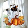 Halloween Ghost Suncatcher Colorful Dog/Cat Pattern Window Hanging Ornament with Pumpkin 2D Acrylic Suncatcher for Halloweens Decor Cat Lovers