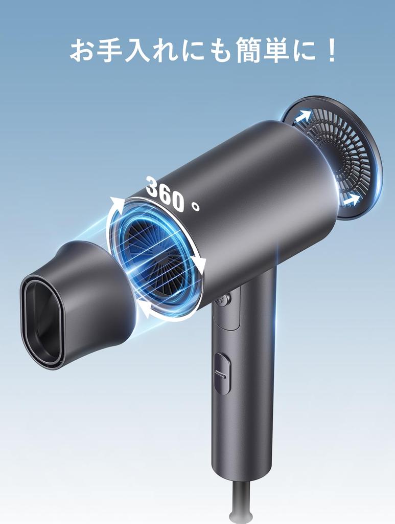 Фен для волос Большой объем воздуха в фене 1200 Вт Высокая концентрация отрицательных ионов 3 уровня контроля температуры Постоянный температурный режим Воздух