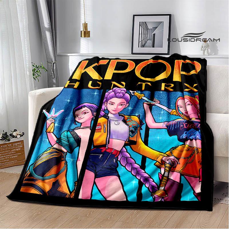 KPop Demon Hunters Cartoon printed blanket Picnic blanket Warm Flannel blankets Home bed linings blankets for beds Birthday Gift