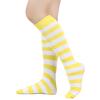 Women Striped Knee-high Socks Colorful Stretchy Knee-length Socks Ribbed Leg Warmers for Costume Party Street Daily Wear