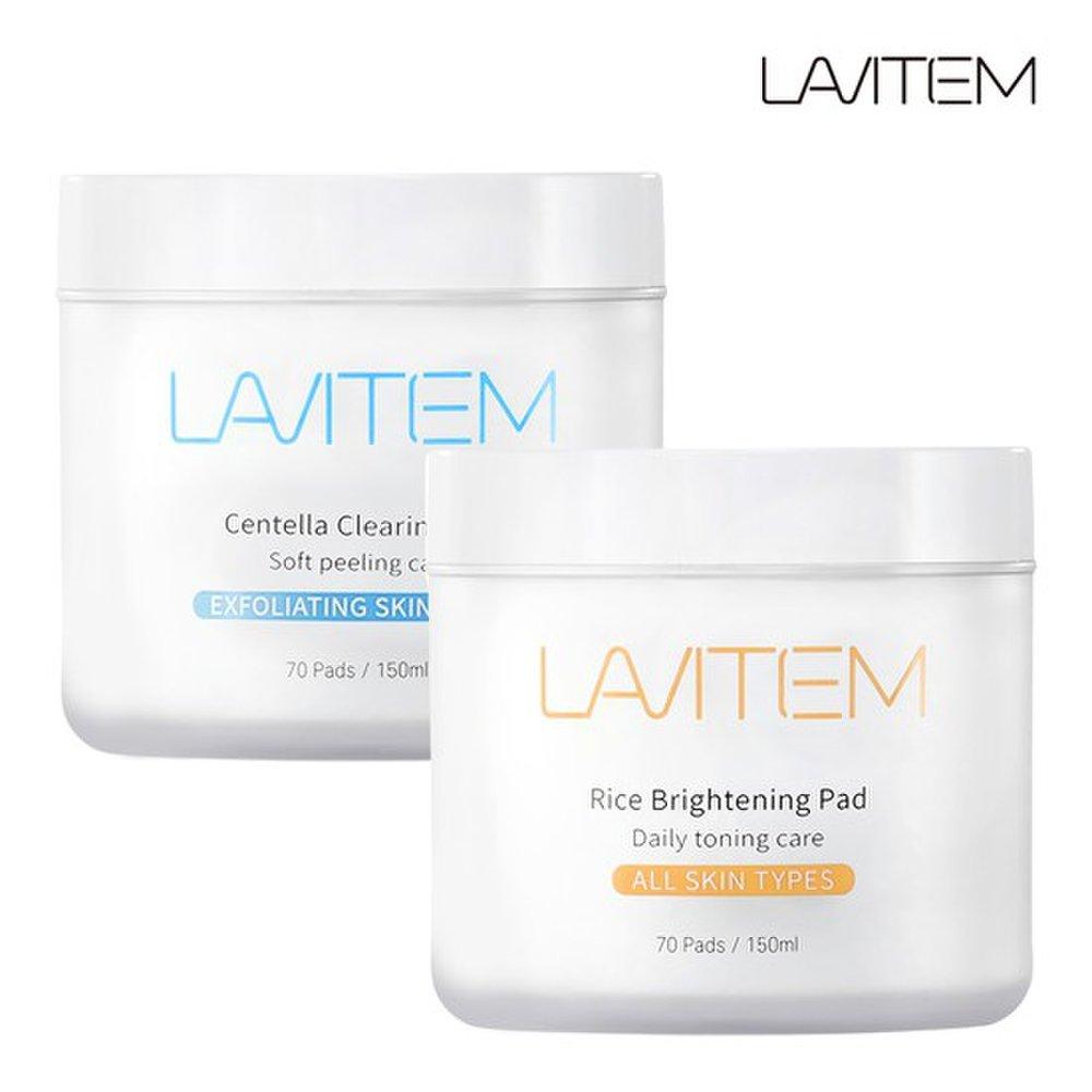LAVITEM Centella Dead Skin Pad 150g + Rice Tone-up Pad 150g
