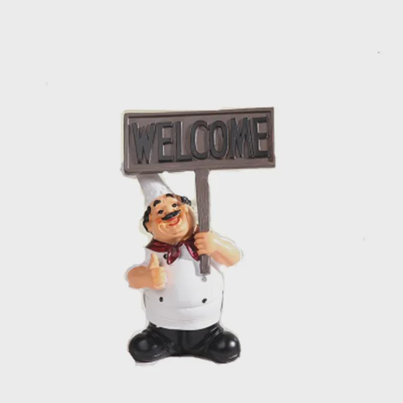 Chef Welcome Sign Ornament – Creative Home Décor Chef Figurine with Message Board