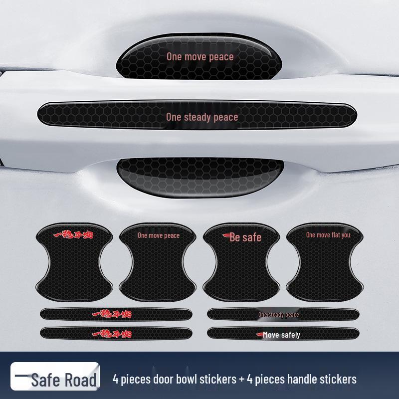 Защитная светоотражающая ромбовидная наклейка на дверную ручку автомобиля - Защита от столкновений и царапин, Черная