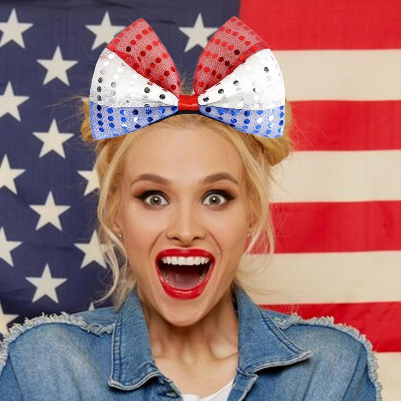 Ободок на 4 июля 9X Красный Белый Синий Аксессуары для волос на 4 июля Головной убор с флагом США Реквизит для фотосессии для взрослых и детей