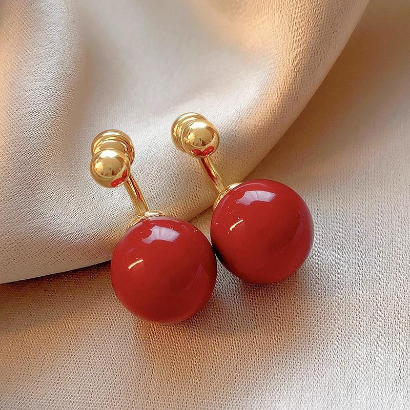 Серебряная игла Анкара красные серьги-гвоздики с сердцем, модный темперамент, новые серьги, легкая роскошь, высокий стиль, осень и зима