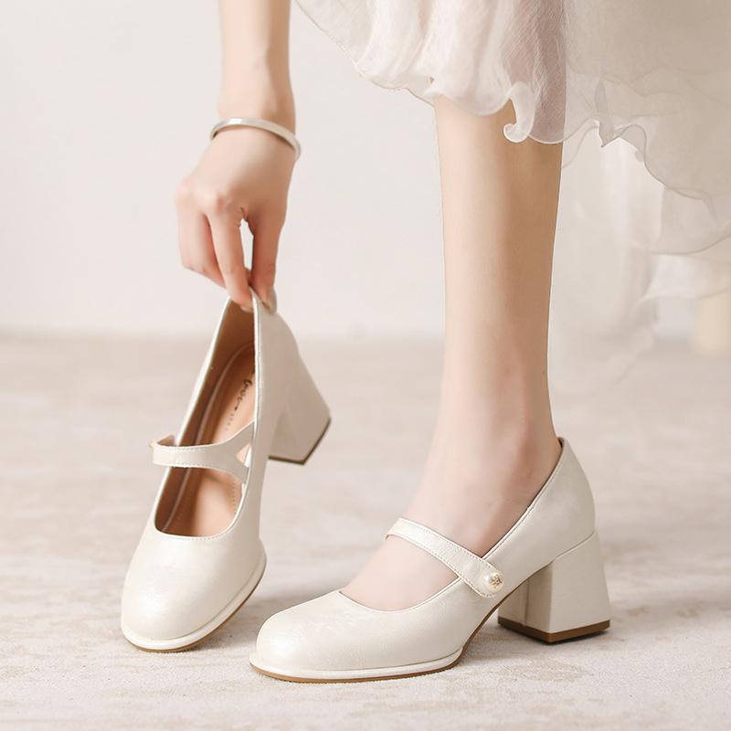 Leather Flat for Huizhou Women's Shoes Grape Mother Same Single Shoes French Spring New Mary Jane Shoes High Heels