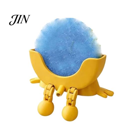 Draining Rack for Kitchen 3D Printed Smiling Face Sponge Holder, Cartoon Character Dish Drying Hollow Diversion Holder with Drainage Design,