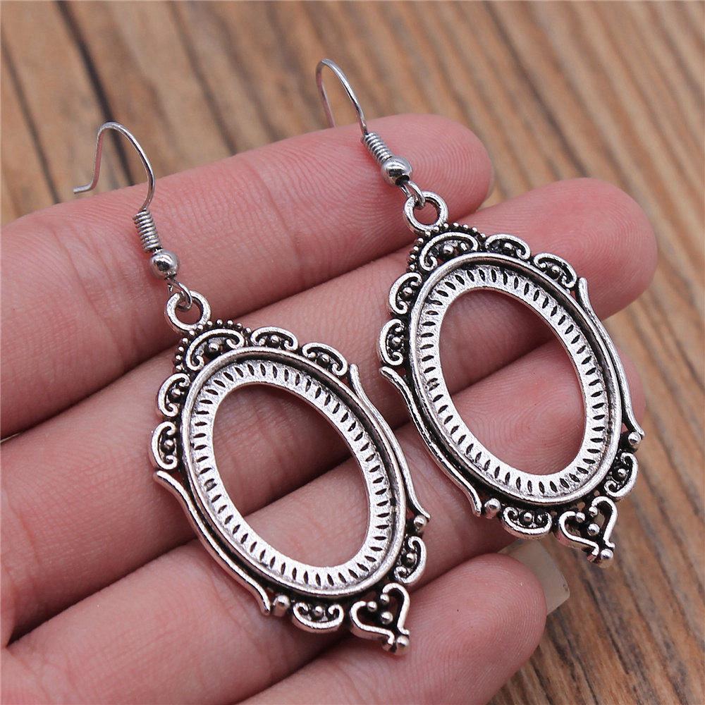 Oval Ear Hook Glass Cabochon Base Setting Tray Drop & Dangle Earring Women's Jewellery Party Boho Findings & Components