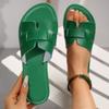 Женские тапочки 2025 Новые с открытым носком Уличные тапочки Однотонные плоские сандалии Элегантная пляжная женская обувь Большой размер Шлепанцы Женские