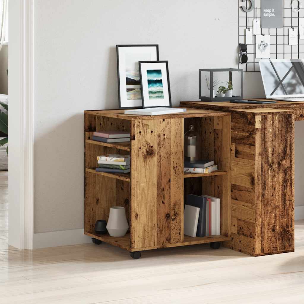 Rolling Cabinet with Vintage Wood Look 60 x 53 x 72 cm Engineered Wood