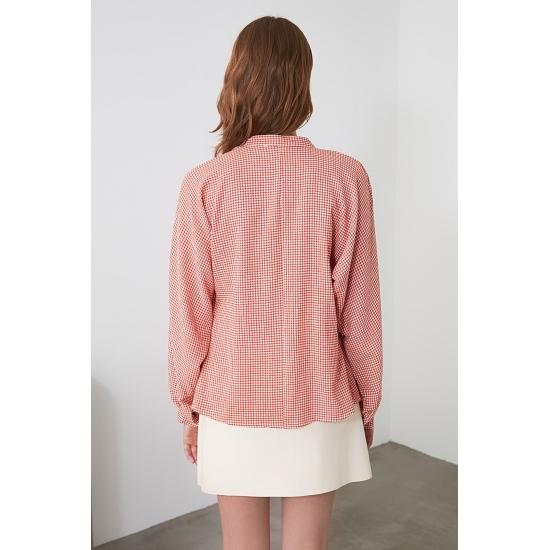 Blouses & Shirts Judge Collar Gingham Balloon Sleeve Shirt