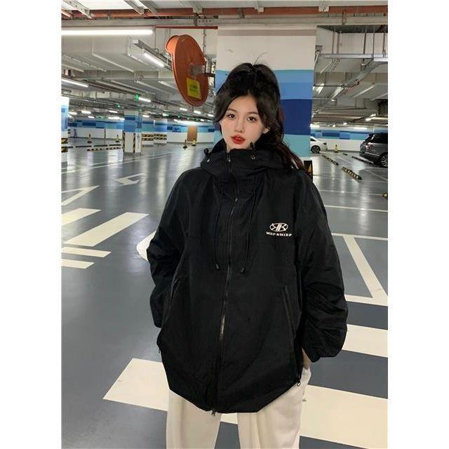 Осенняя непромокаемая куртка с капюшоном, женская однотонная куртка на молнии, техническая одежда, ветровка, корейская модная одежда Y2k, плащ
