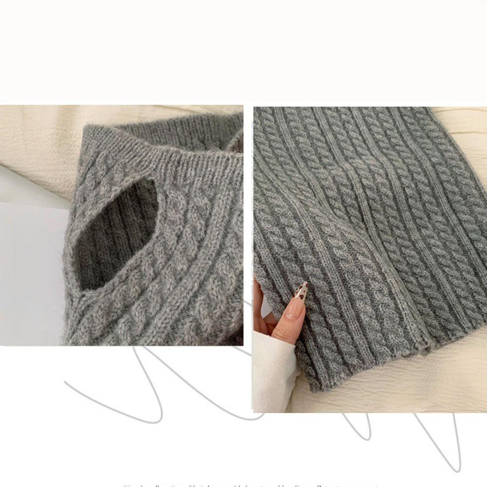 Korean Style Knitted Scarf Solid Color Pullover Wool Bib Retro Turtleneck Fake Collar  Student
