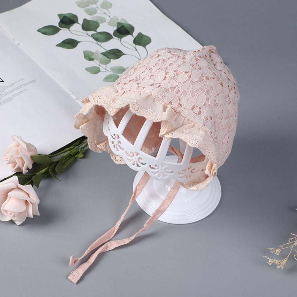 Flower Lace Baby Cap Lace Princess Hat with Large Brim Cute Lace Baby Princess Hat