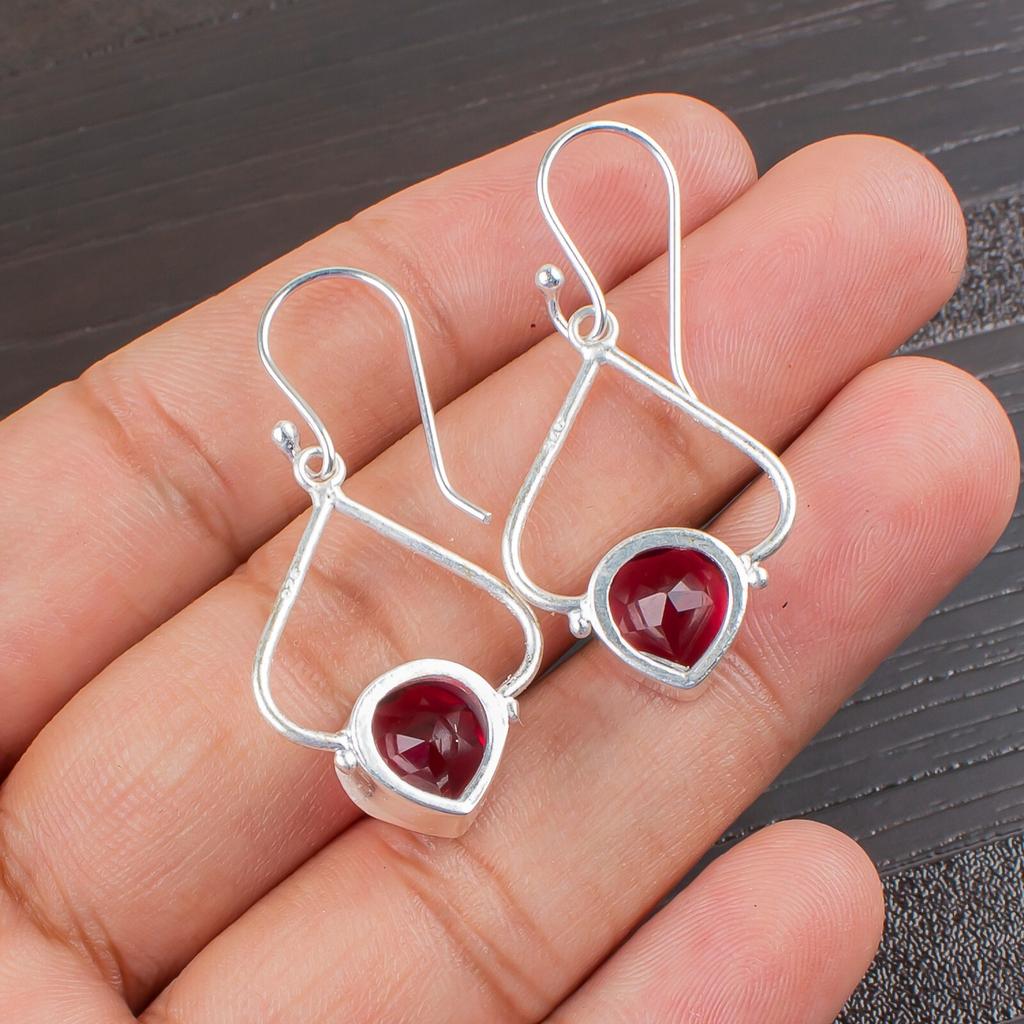 Pink Rubellite Gemstone 925 Stamped Silver Ethnic Jewelry Hook Earrings For Wife EE-33-10