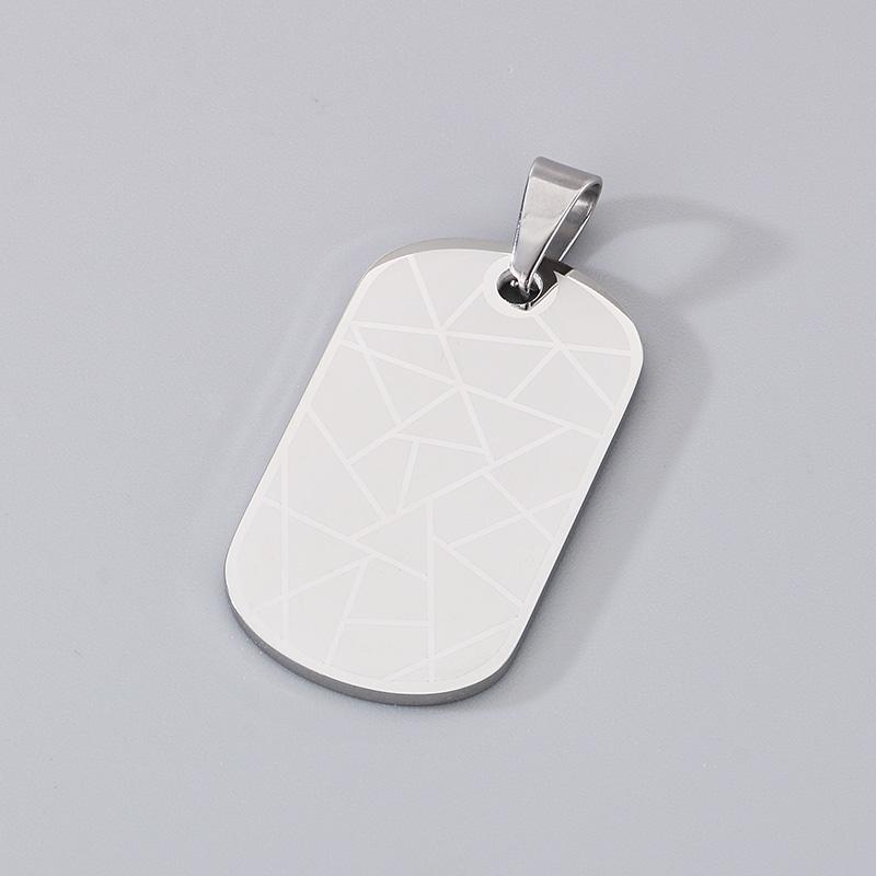 Punk Stainless Steel Square Pendant Necklace for Men Simple Stone Pattern Dog Tag Accessories Personalized Trendy Jewelry