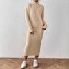 Женский однотонный элегантный и стильный однотонный комплект, пуловер с полувысоким воротником, юбка по бедрам, полуюбка, комплект из двух предметов