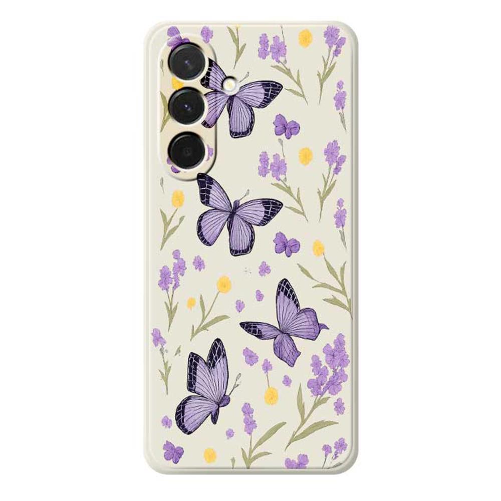 For Samsung Galaxy A36 5G Case Purple Butterflies Pattern Printing Straight Edge TPU Phone Back Cover