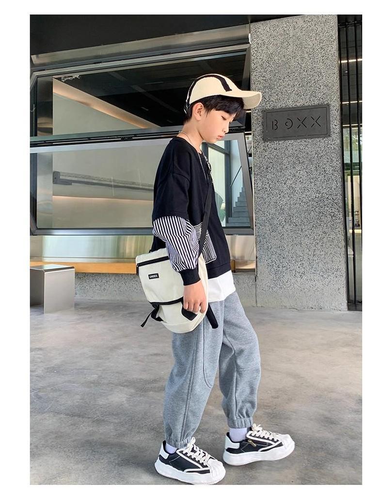 Осень 2025 Мальчиковые свободные спортивные брюки - Повседневные длинные брюки для детей