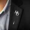 Personalized Men's Double Initial Stainless Steel Lapel Pin - Wedding Groom Accessory