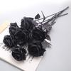 5pcs 50cm Simulation Rose Black Fake Silk Flowers Gift Halloween Black Flower  Home