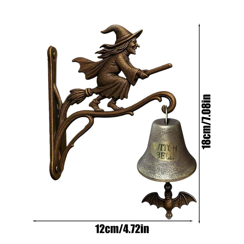 Halloween Vintage Witch Doorbell Gothic Metal Witch Hangable Garden Decor Outside Doorbell For Cottage Porch Entrance